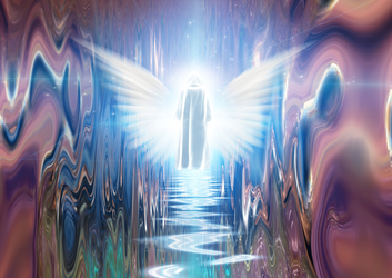 An angel standing in space - back view - used to illustrate a blog post titled How Can I Find a Spiritual Teacher Near Me - by Channelling Love